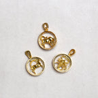 Gold Plated Zodiac Charm Pendant with Diamonds and Oxidised Silver