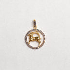 Gold Plated Zodiac Charm Pendant with Diamonds and Oxidised Silver