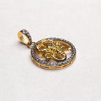 Gold Plated Zodiac Charm Pendant with Diamonds and Oxidised Silver