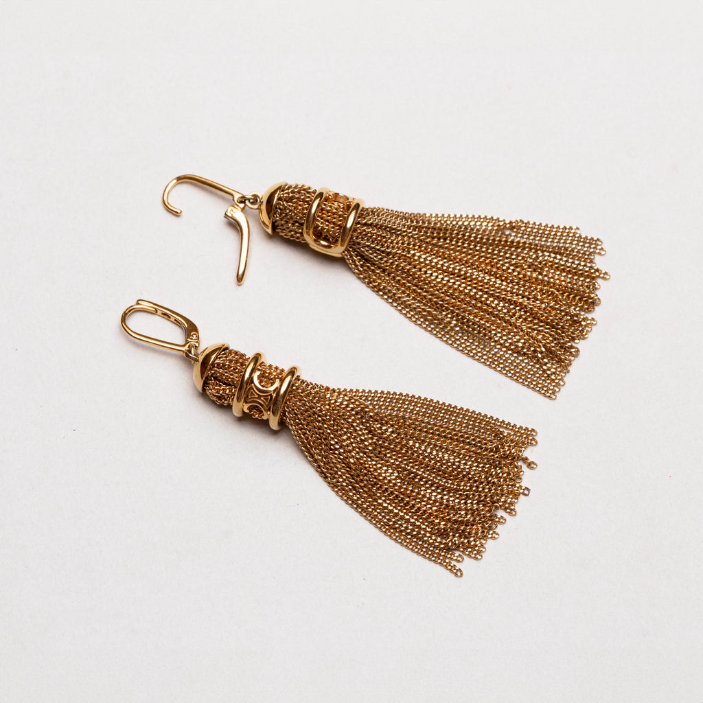 Vintage Celine Gold-Tone Tassel Earrings