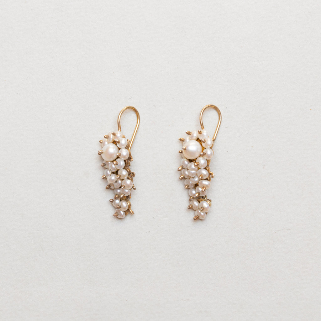 Vintage Gold Plated Wire Earrings with Pearls
