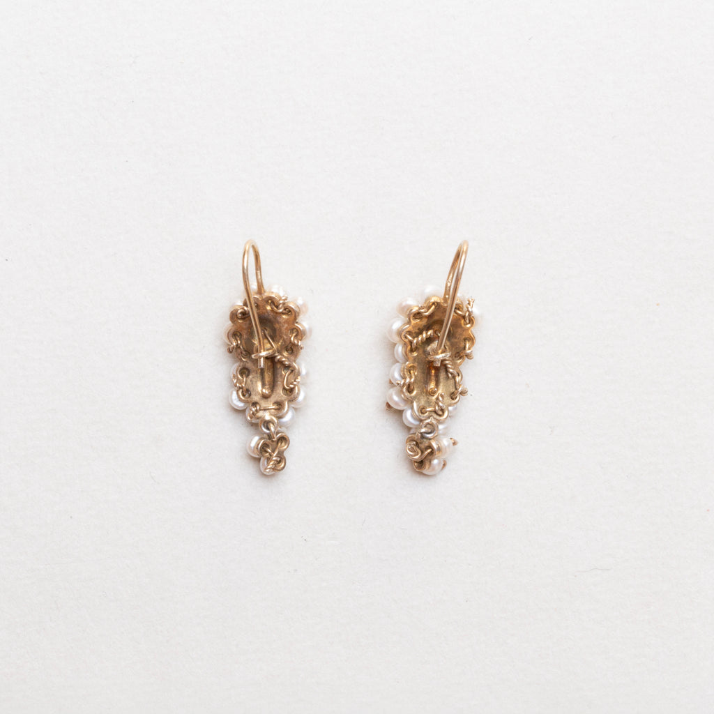 Vintage Gold Plated Wire Earrings with Pearls