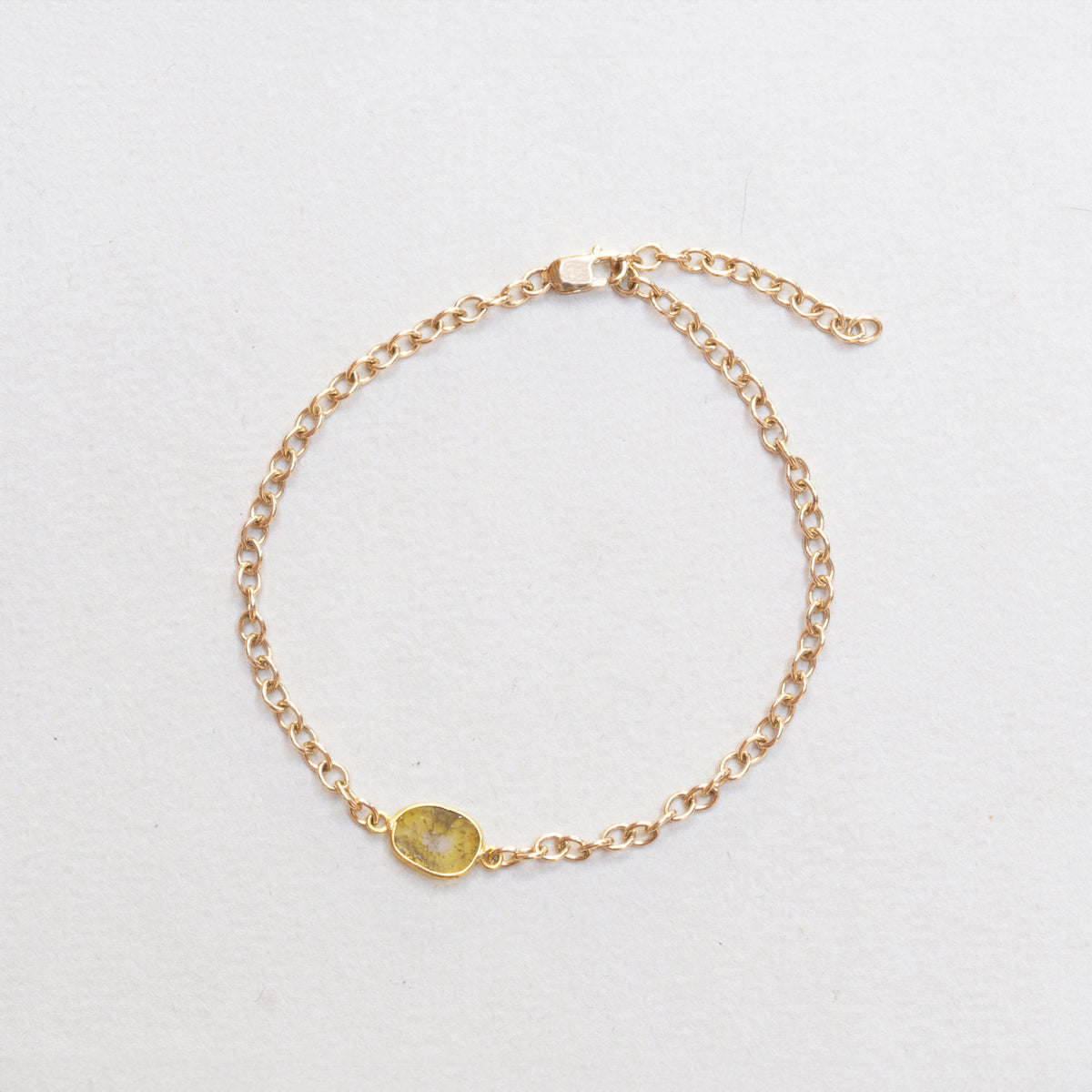 Gold Chain Bracelet with Sliced Diamond