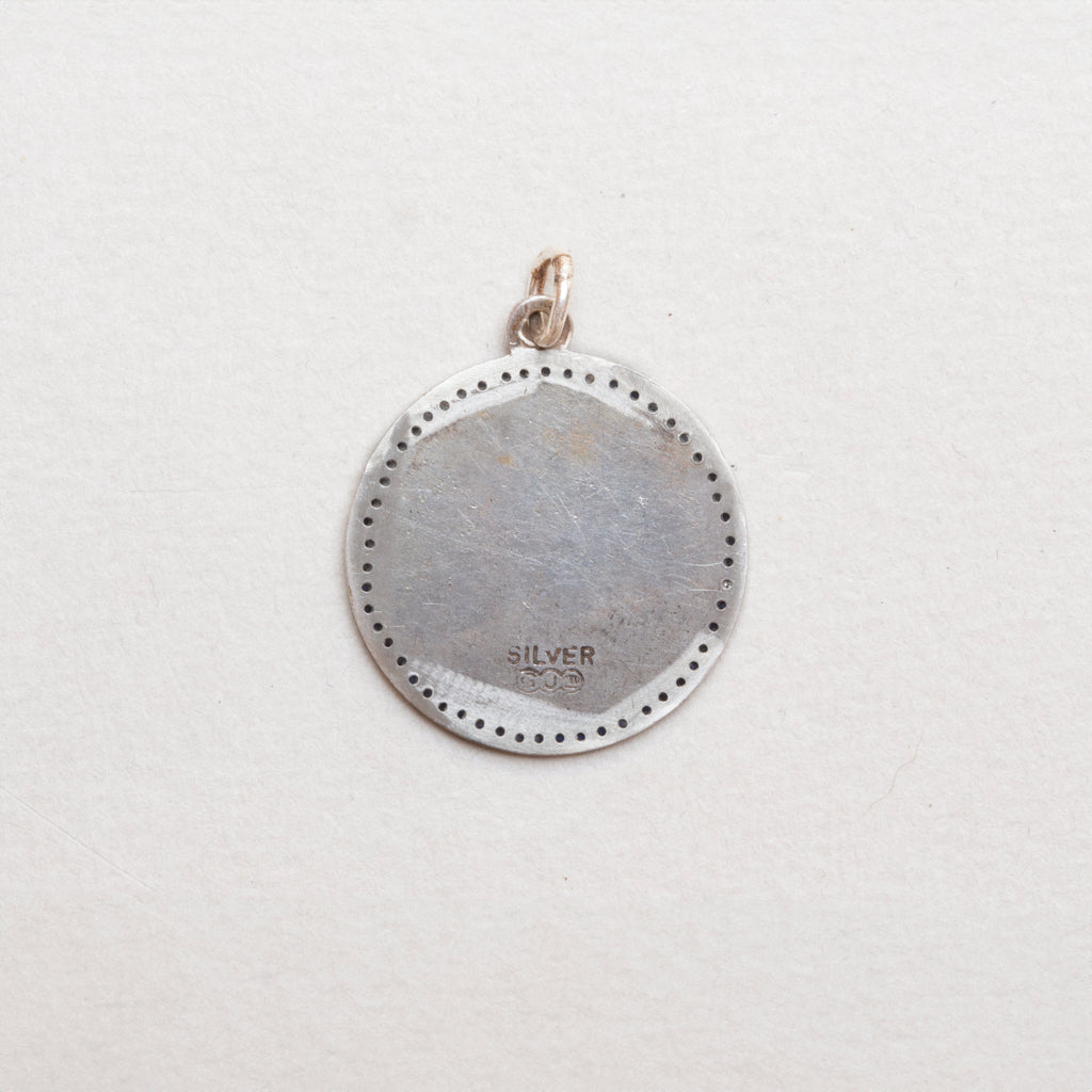 Vintage Sterling Silver St. Christopher Charm Pendant with Sapphires