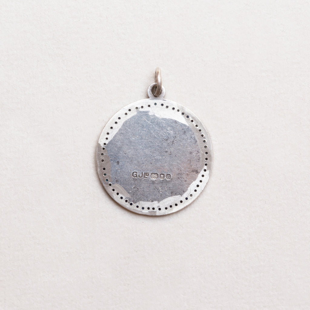 Vintage Sterling Silver St. Christopher Charm Pendant with Sapphires