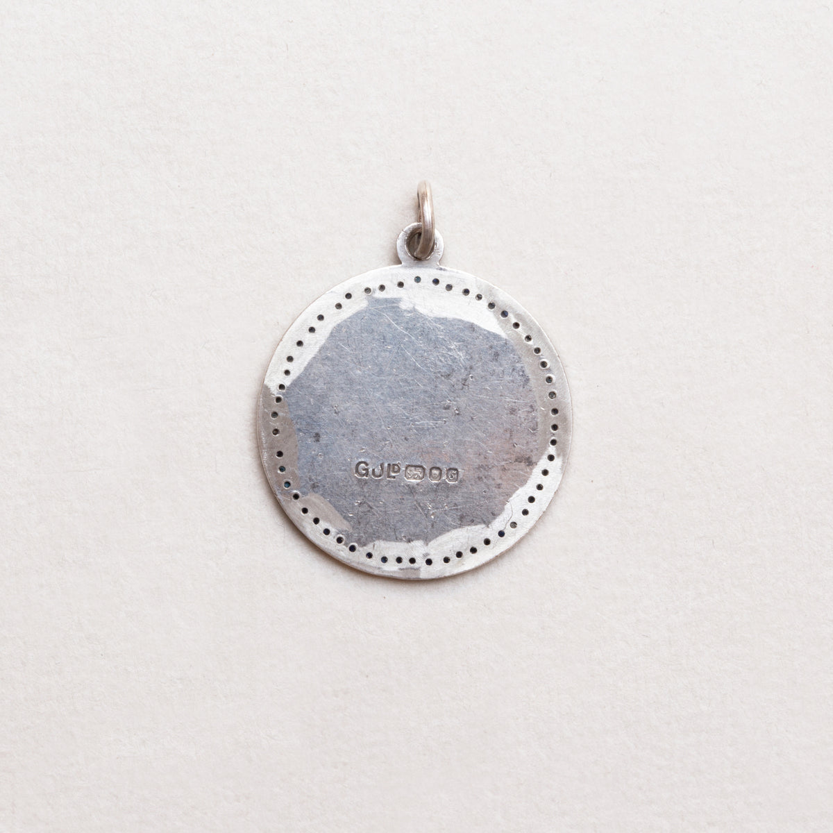 Vintage Sterling Silver St. Christopher Charm Pendant with Sapphires