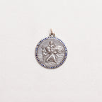 Vintage Sterling Silver St. Christopher Charm Pendant with Sapphires
