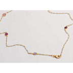 Long Chain Necklace with Beads and Pink Tourmaline