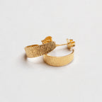 Textured Gold-plated Silver Open Hoop Earrings