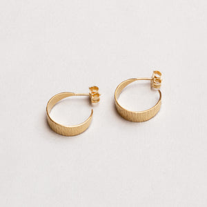 Textured Gold-plated Silver Open Hoop Earrings