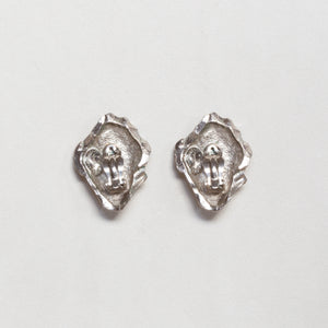 Vintage YSL Silver Sculptural Clip-on Earrings