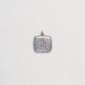 Vintage Sterling Silver St. Christopher Square Charm Pendant with Sapphires