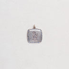 Vintage Sterling Silver St. Christopher Square Charm Pendant with Sapphires