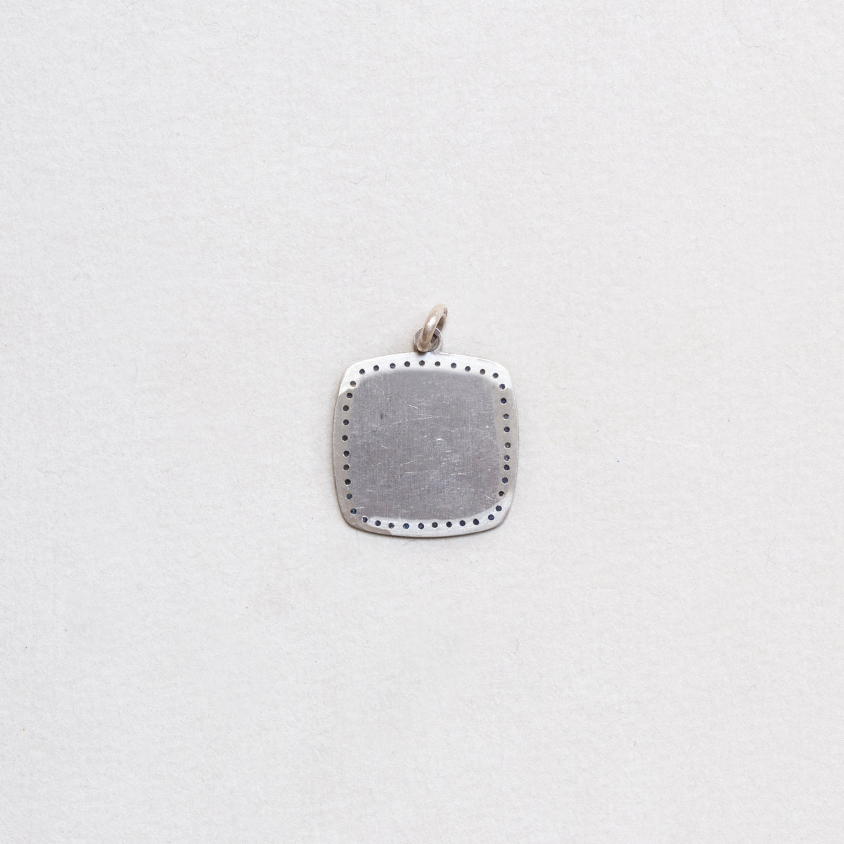 Vintage Sterling Silver St. Christopher Square Charm Pendant with Sapphires