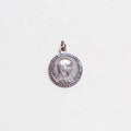 Vintage Sterling Silver Madonna Charm Pendant with Sapphires