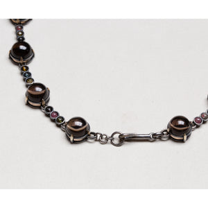 Vintage Bottega Veneta Oxidised Silver Necklace with Smoky Quartz