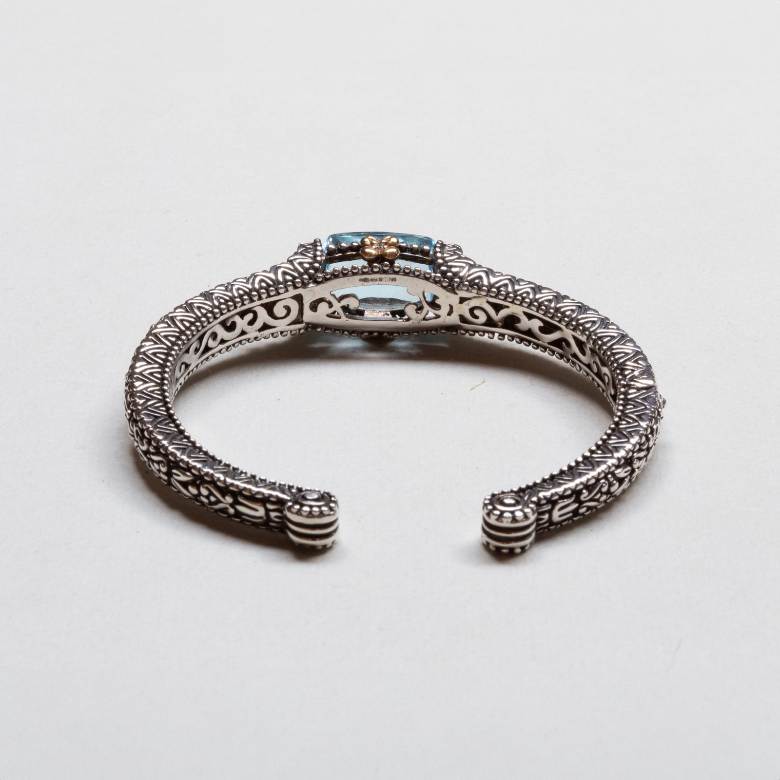 Vintage Silver Bracelet with Blue Topaz and Diamonds