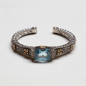 Vintage Silver Bracelet with Blue Topaz and Diamonds