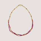 Vintage Indian Ruby and Gold Beads Necklace
