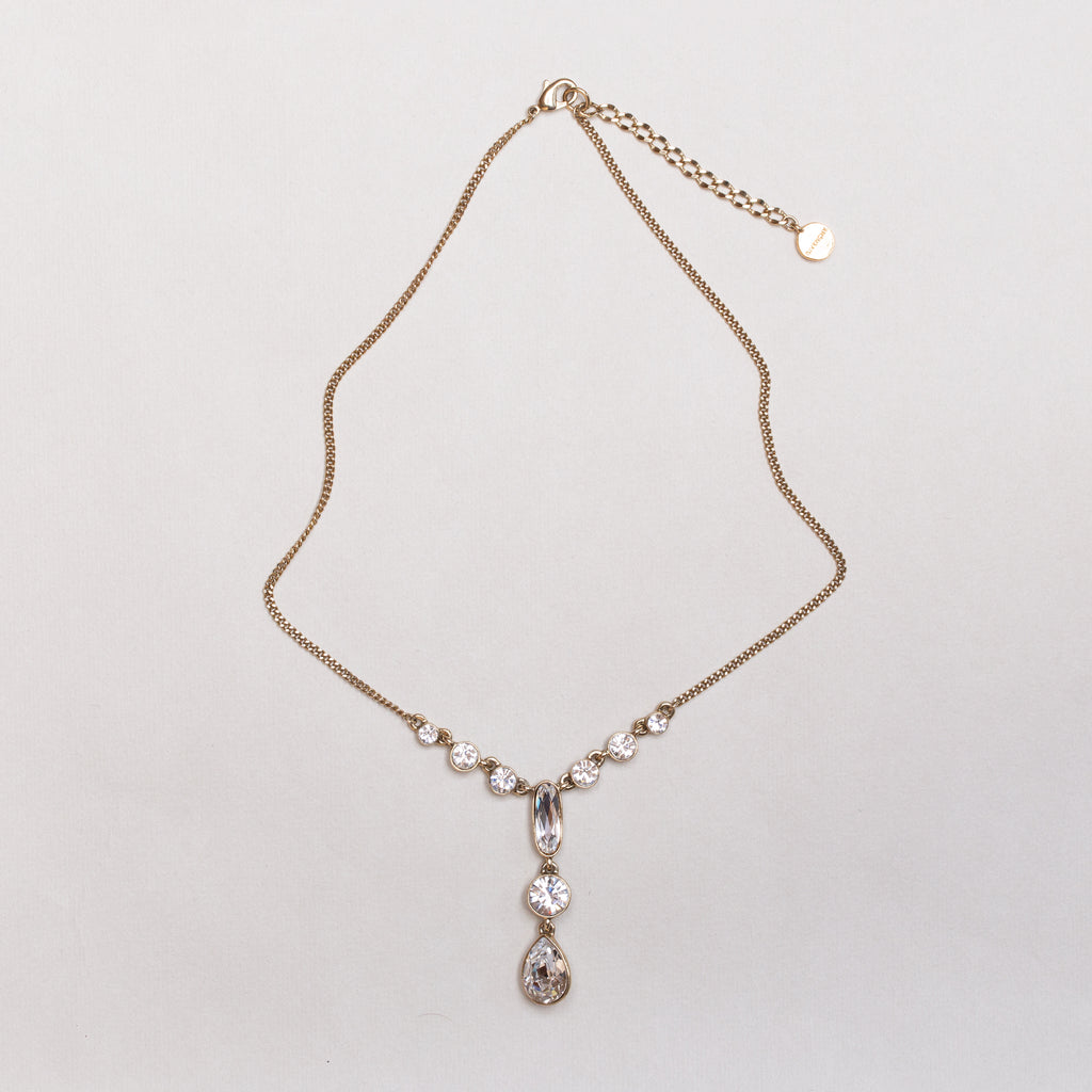 Vintage Givenchy Rhinestone Drop Pendant Necklace