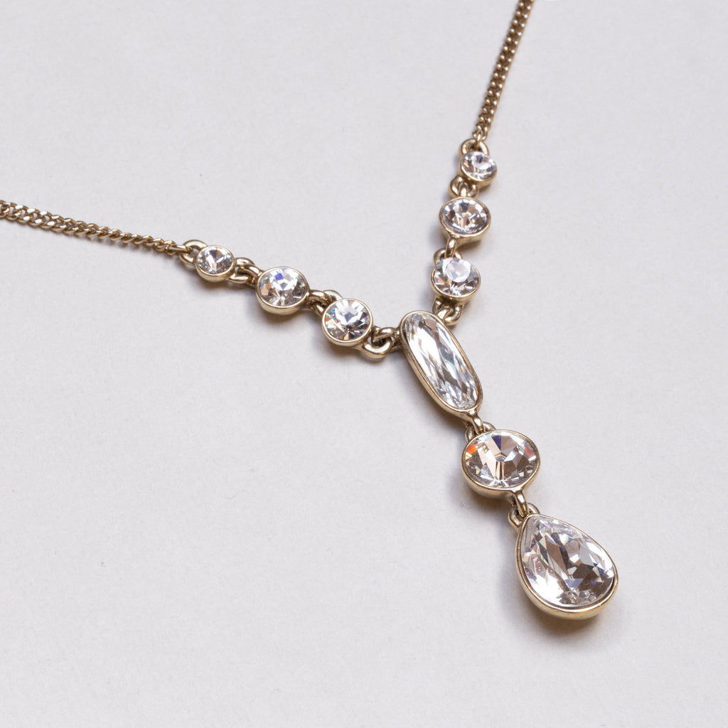 Vintage Givenchy Rhinestone Drop Pendant Necklace