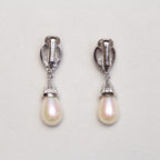 Vintage Christian Dior Faux Pearl and Chrystal Clip-on Drop Earrings