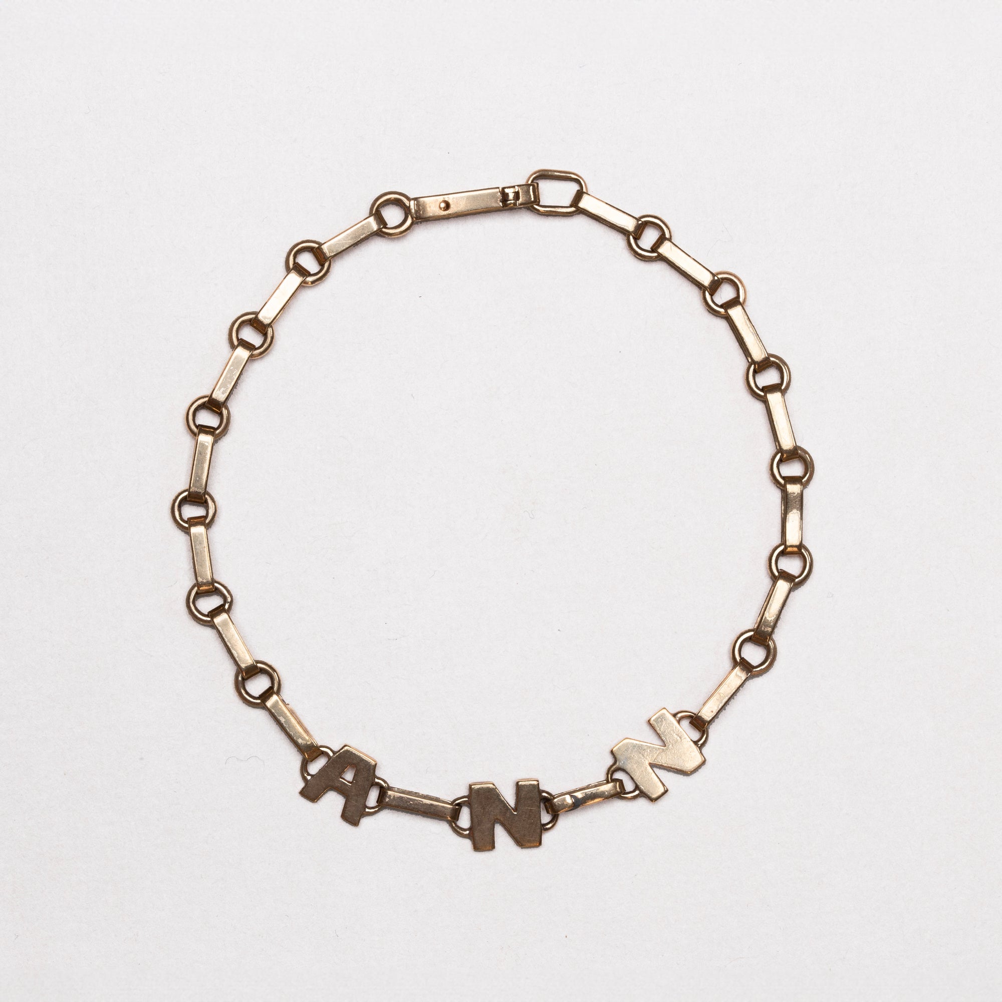 Vintage 9ct Gold Initial Bracelet "ANN"