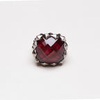 Vintage Sterling Silver Square Ring with Garnet