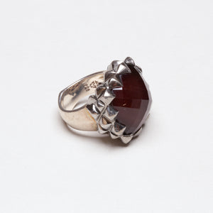 Vintage Sterling Silver Square Ring with Garnet