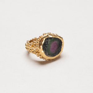 Vintage Milly Swire 18ct Gold Ring with Watermelon Tourmaline