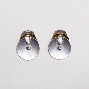 Vintage Monet Two-Tone Layered Disc Clip-On Earrings