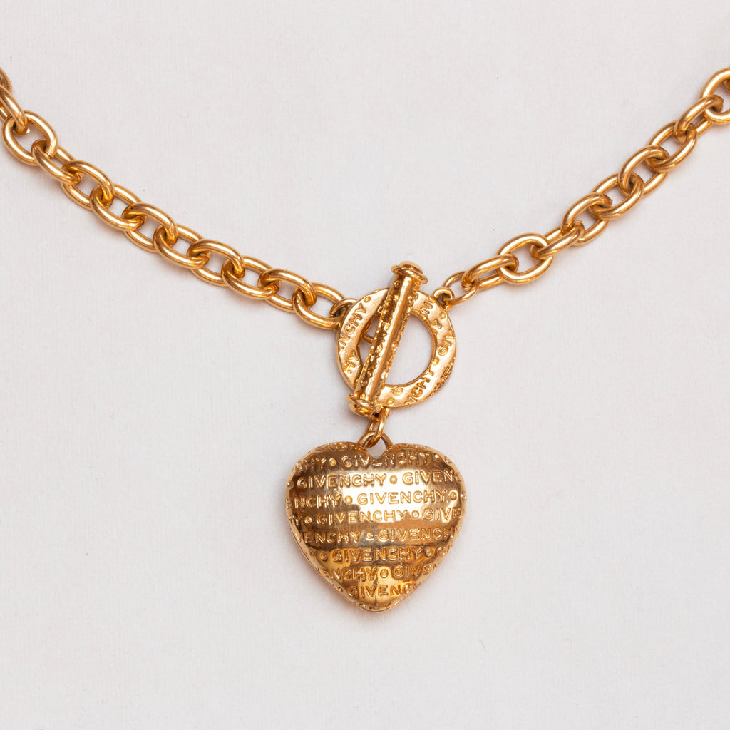 Vintage Givenchy Gold Heart Pendant Necklace