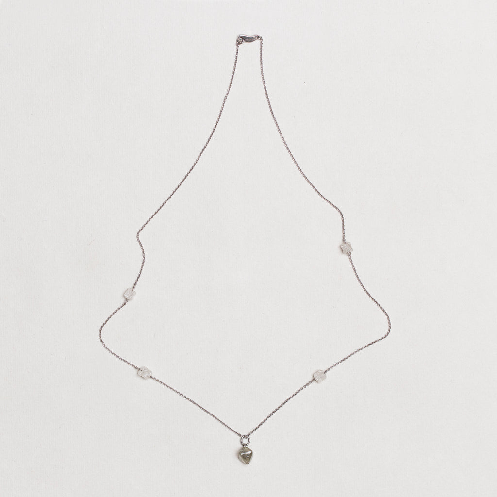 Vintage William Welstead Platinum Necklace with Rough-Cut Diamonds