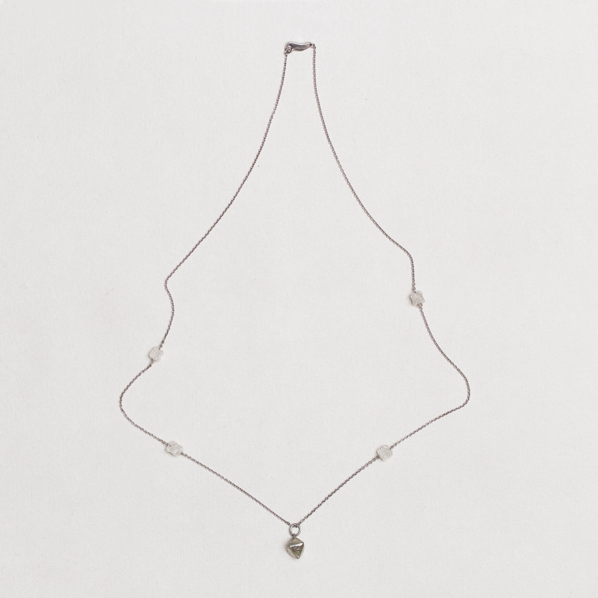 Vintage William Welstead Platinum Necklace with Rough-Cut Diamonds