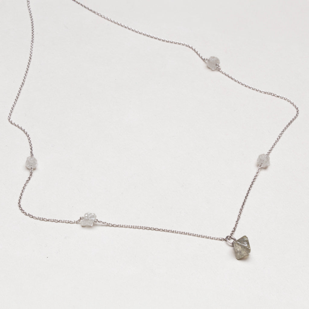 Vintage William Welstead Platinum Necklace with Rough-Cut Diamonds