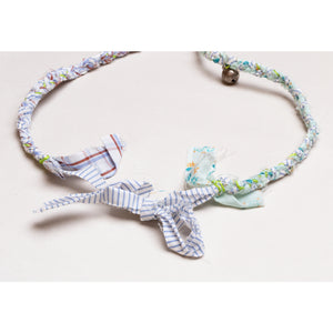 Vintage Fabric Necklace with Floral Pendant