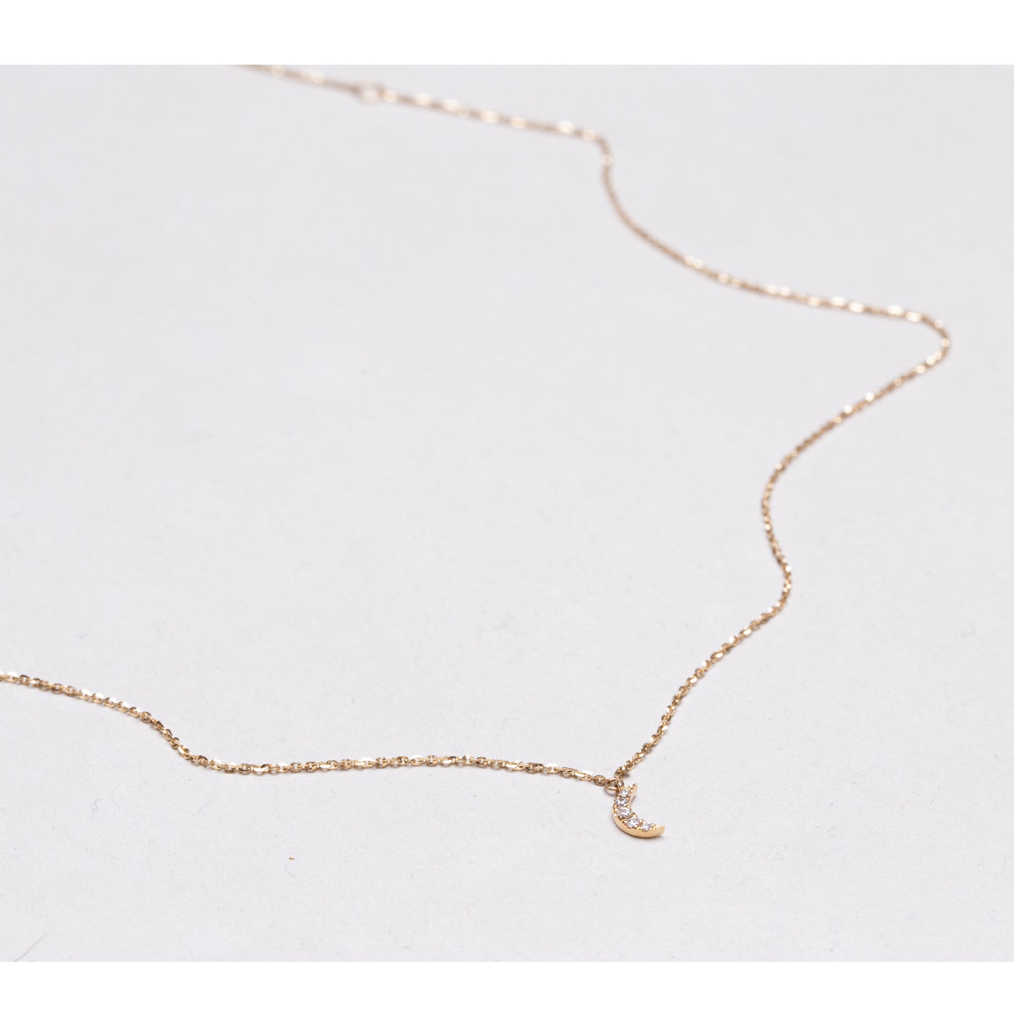 18ct Gold Diamond Crescent Moon Necklace