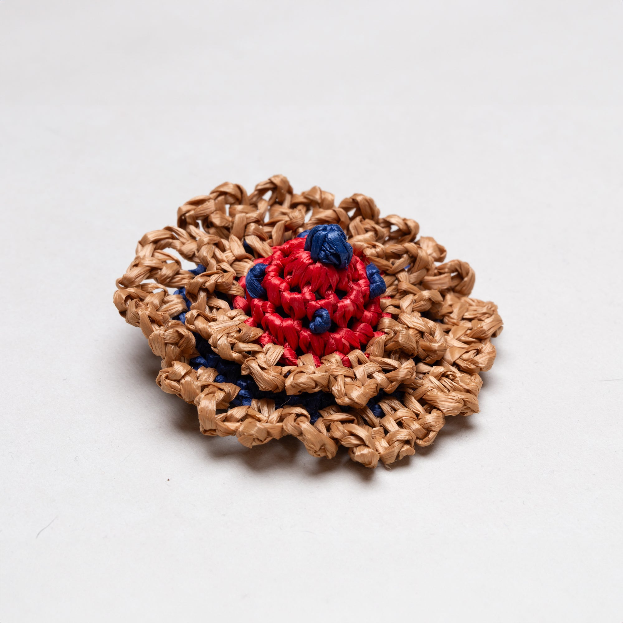 Vintage Prada Woven Raffia Flower Brooch