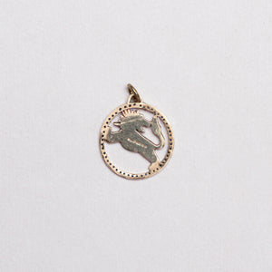 Vintage 9ct Gold Leo Pendant Charm with Sapphires