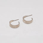 Textured Silver Open Hoop Earrings