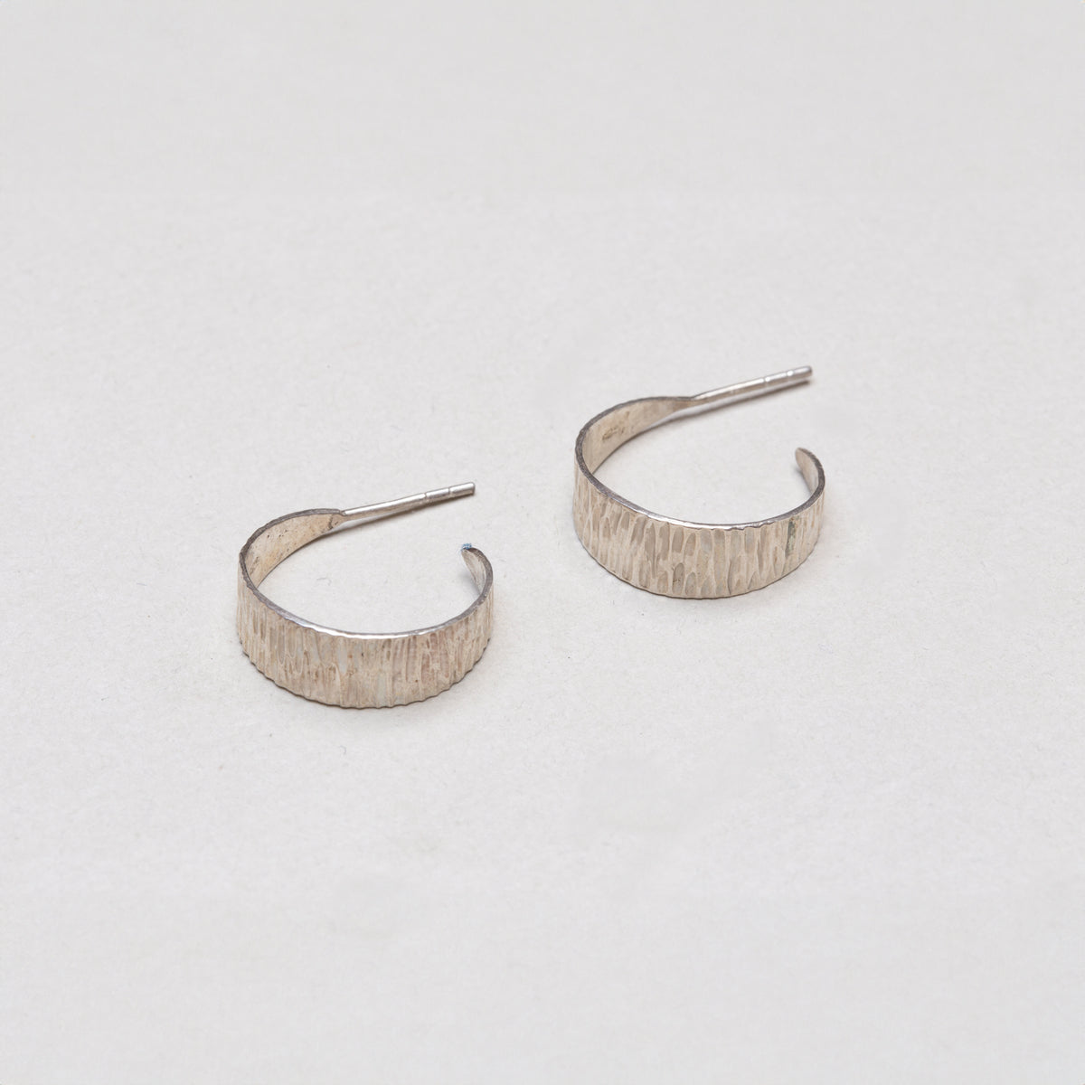 Textured Silver Open Hoop Earrings