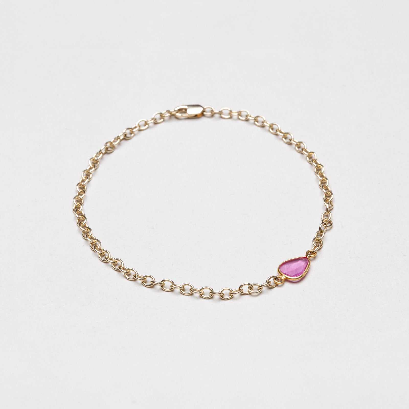 Gold Chain Bracelet with Sliced Ruby