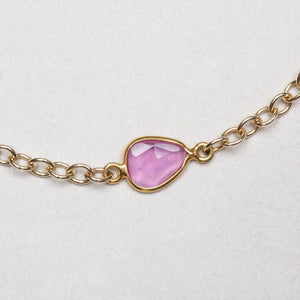 Gold Chain Bracelet with Sliced Ruby