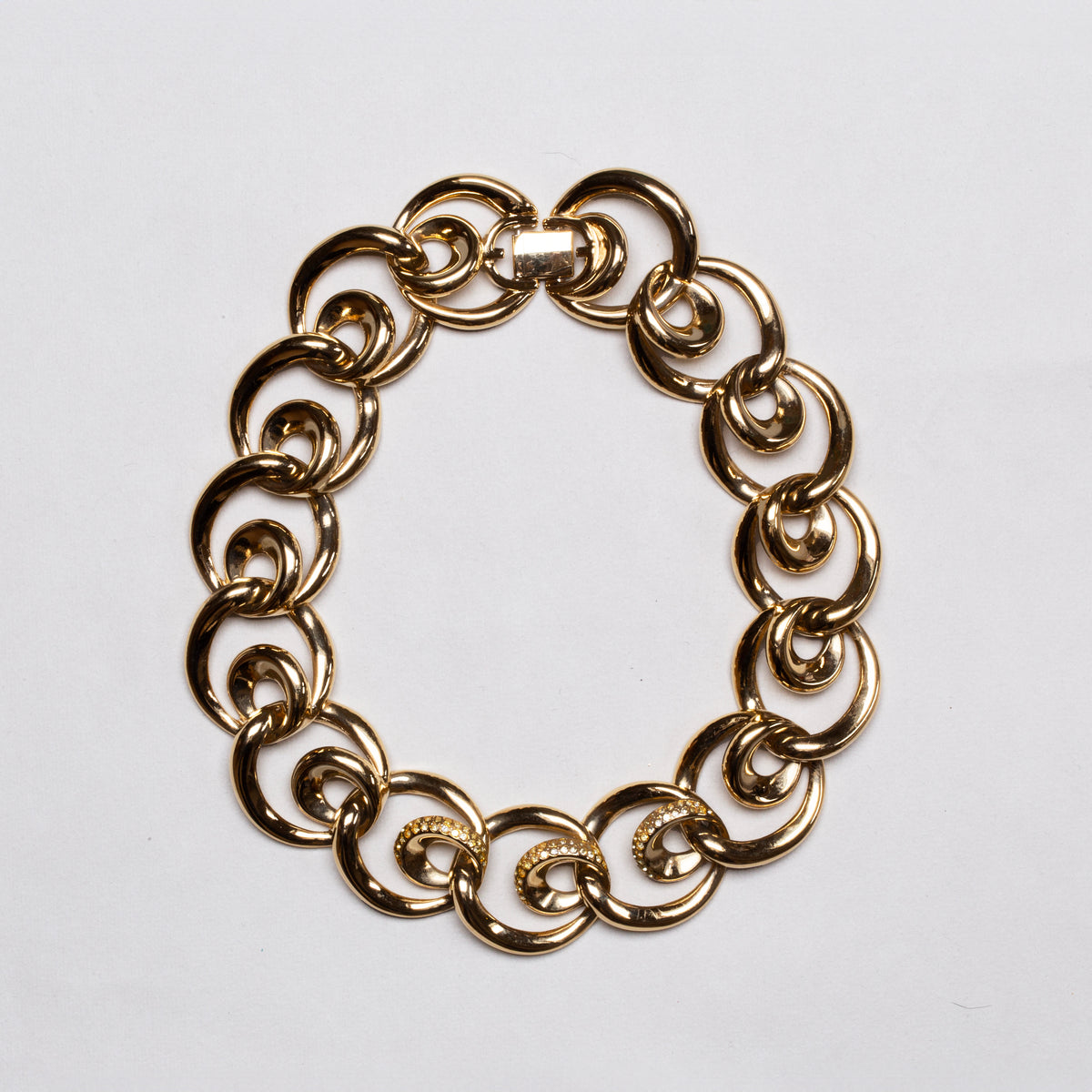 Vintage Givenchy Gold Chain Necklace with Rhinestones