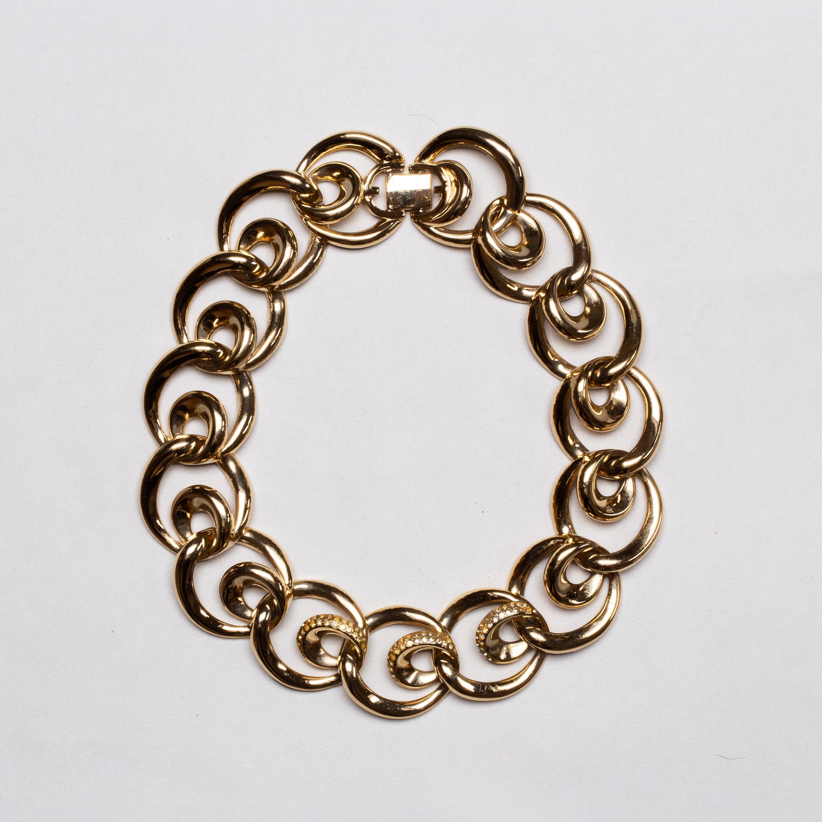 Vintage Givenchy Gold Chain Necklace with Rhinestones