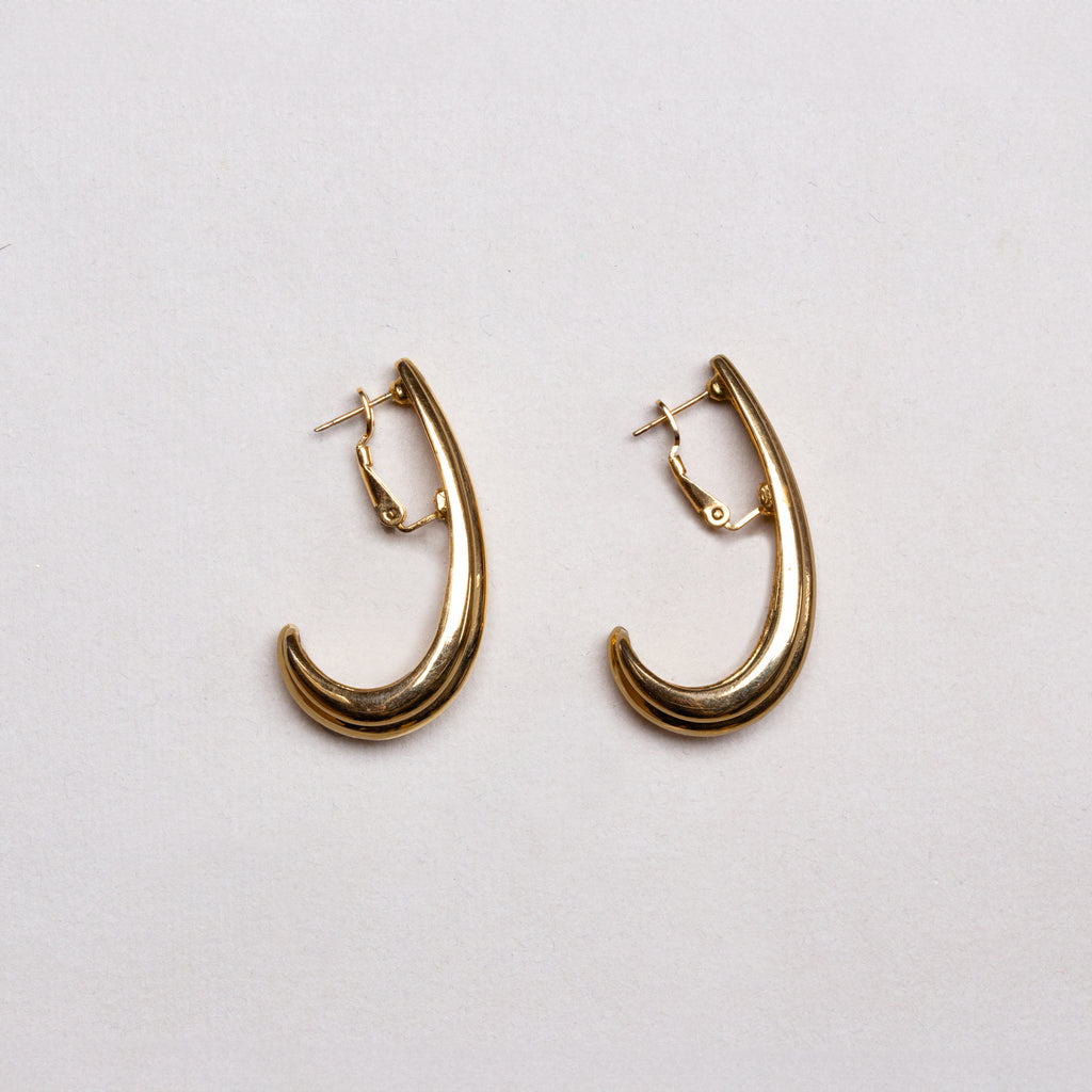 Vintage Givenchy Gold-Tone Triple Ribbed Stud Earrings