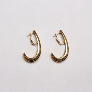 Vintage Givenchy Gold-Tone Triple Ribbed Stud Earrings