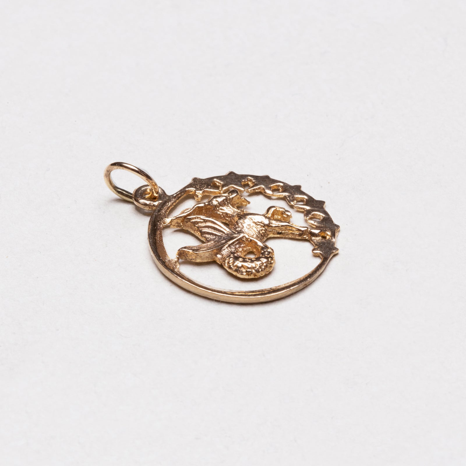 Vintage 9ct Gold Capricorn Pendant Charm with Stars