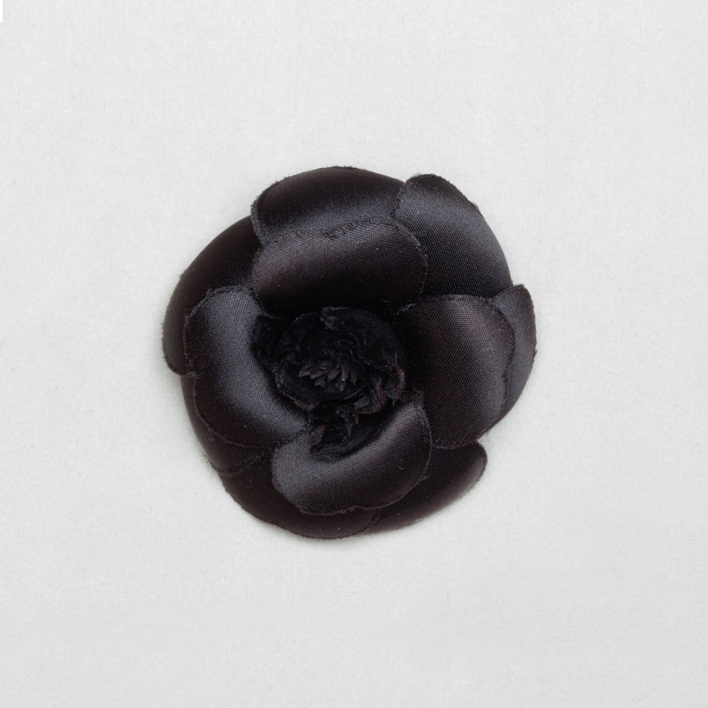 Vintage Chanel Camelia Pendant Pin Brooch - Black