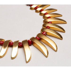 KJL Gold-Tone Spike Necklace with Red Beads